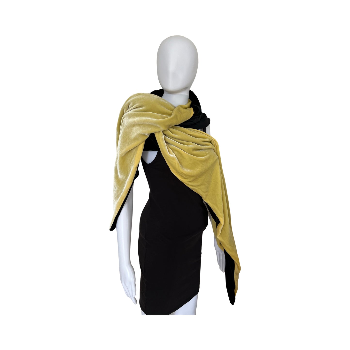 Pashmina silk velvet black and canary yellow.