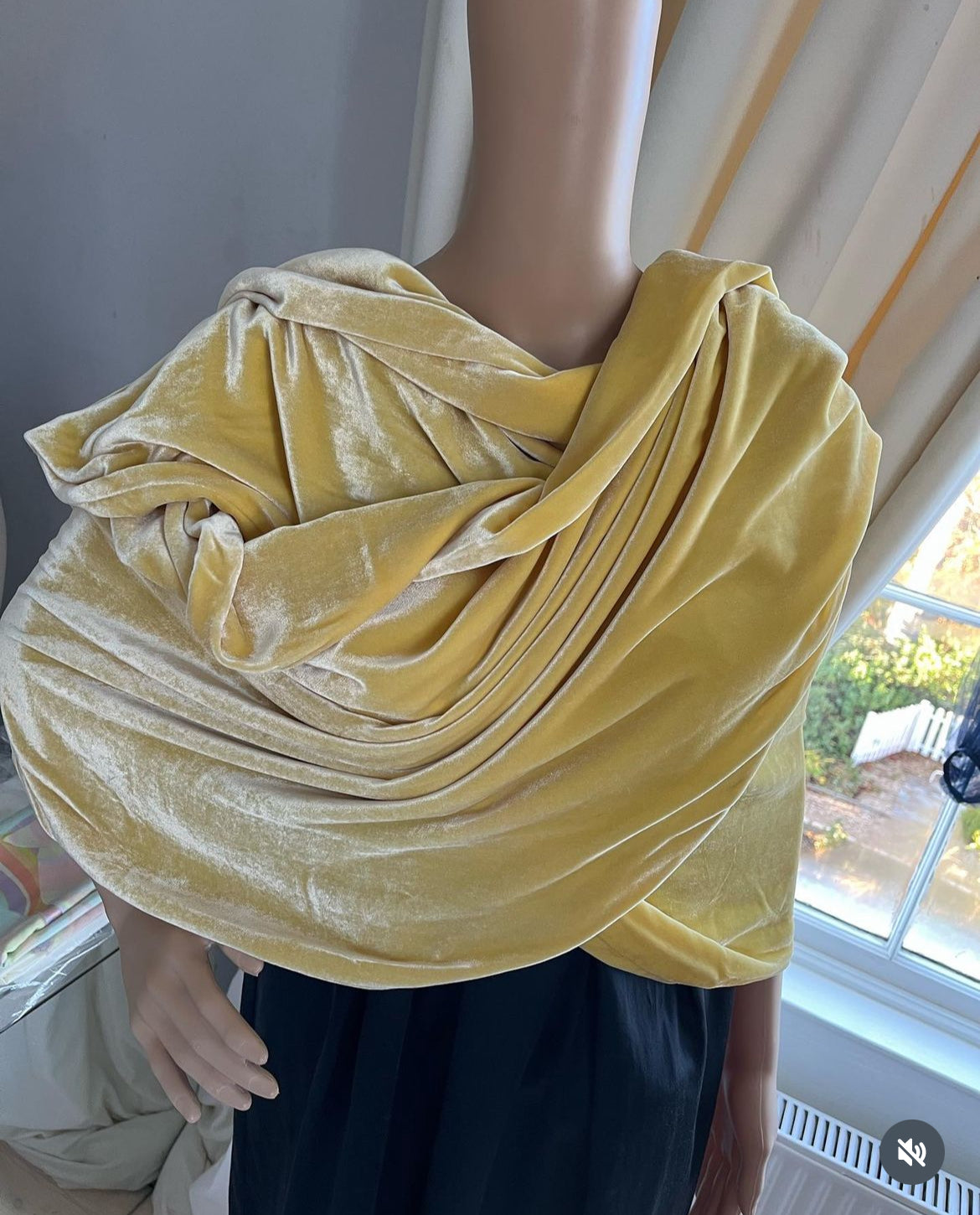 Pashmina silk velvet canary yellow.