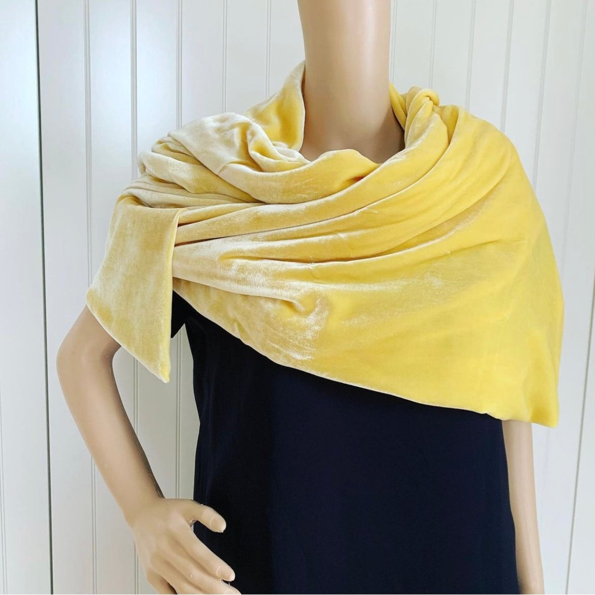 Pashmina silk velvet canary yellow.