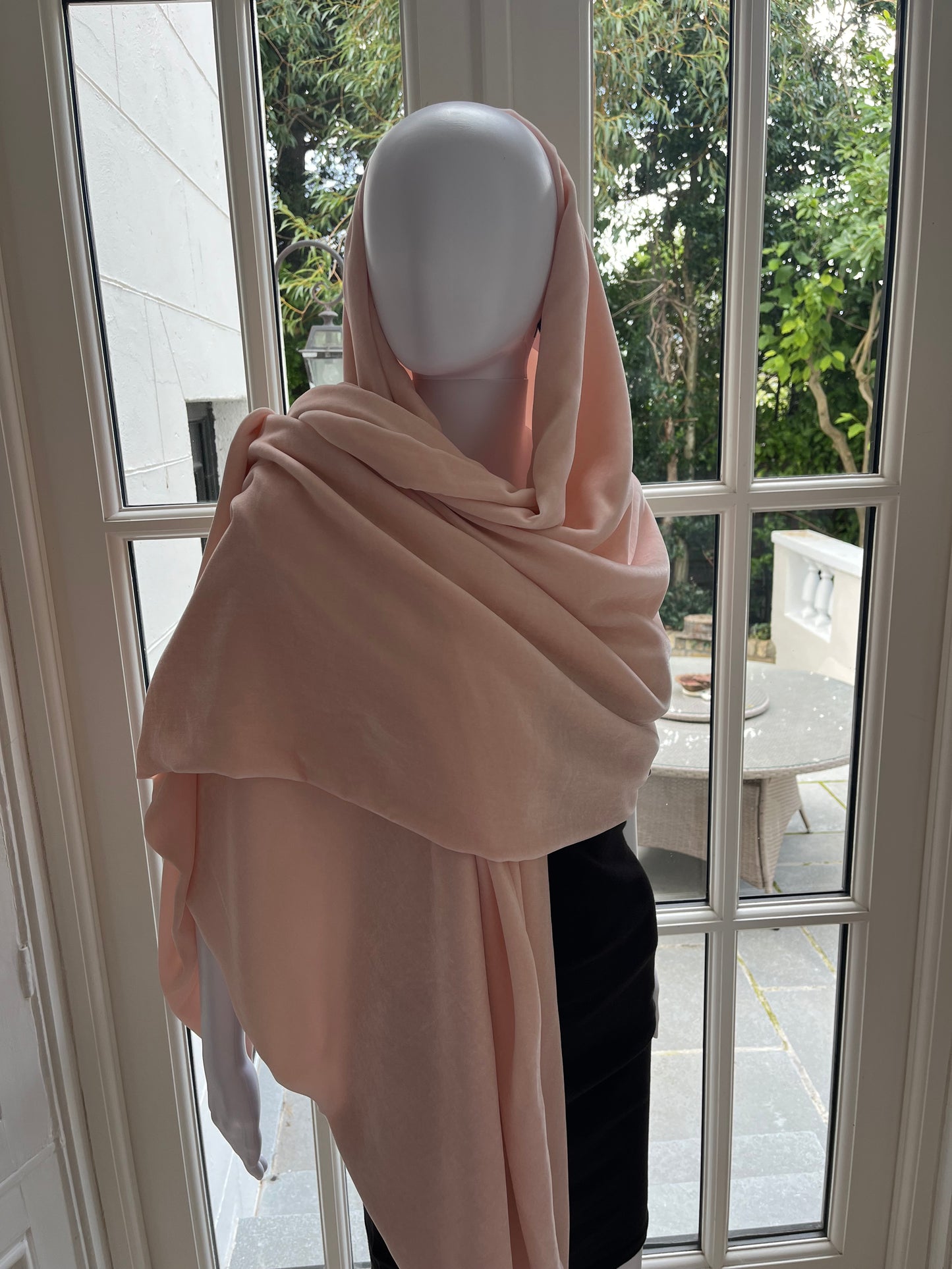 Pashmina silk velvet pale pink