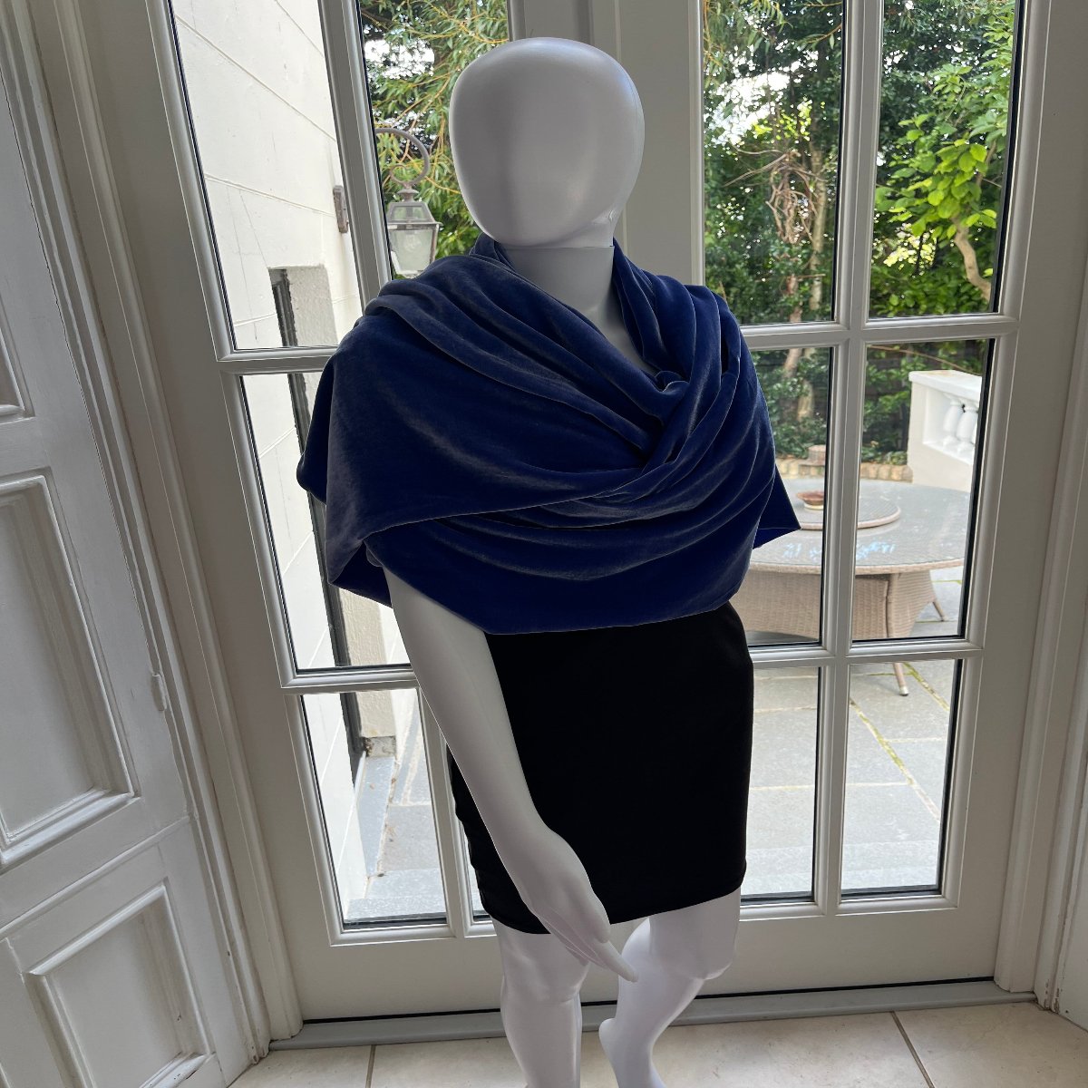 Pashmina silk velvet artic blue