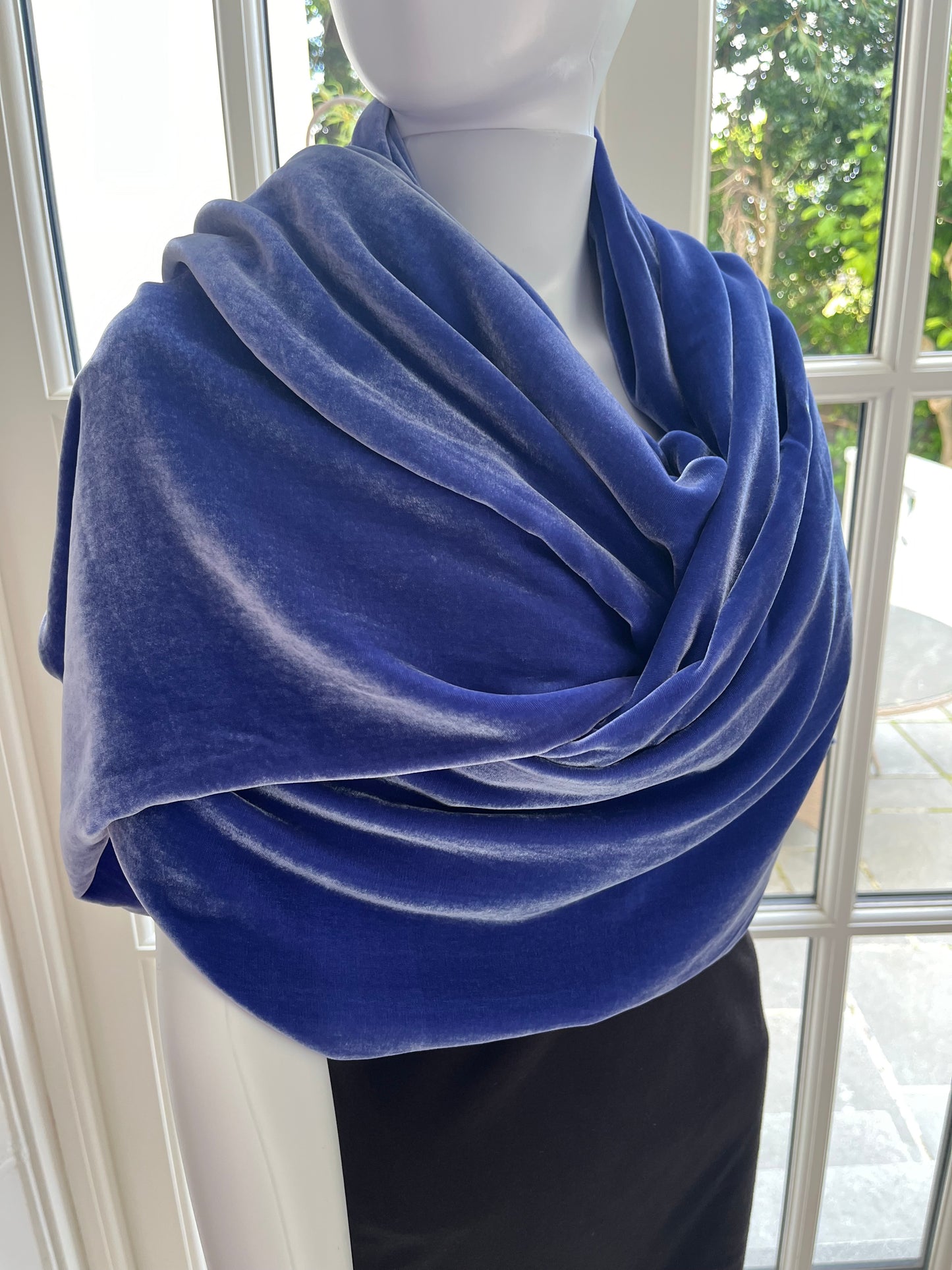 Pashmina silk velvet artic blue