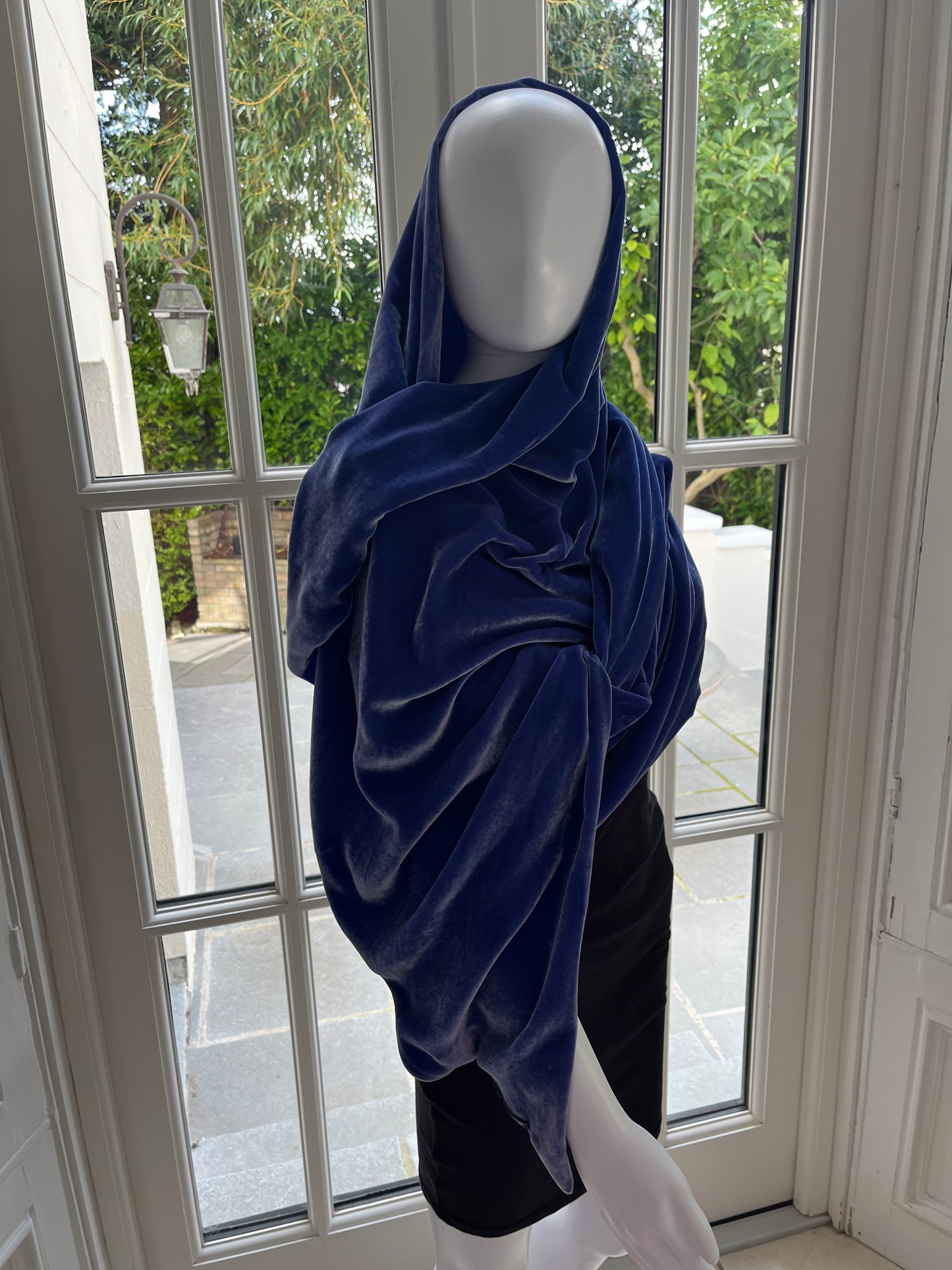 Pashmina silk velvet artic blue